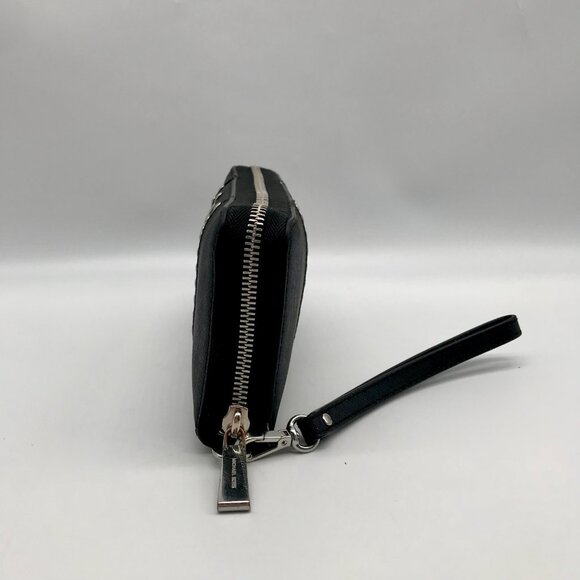 Michael Kors Black Saffiano Leather Studded Zip Around Wristlet Wallet - Picture 3 of 11